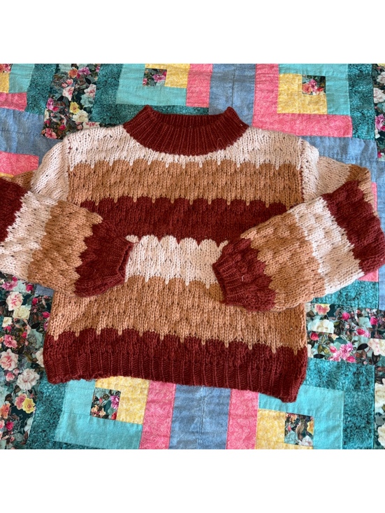 Altar'd State Sweaters - Altar'd State XS Woman’s Striped Knit Sweater in Pink-Red Outdoor Cozy